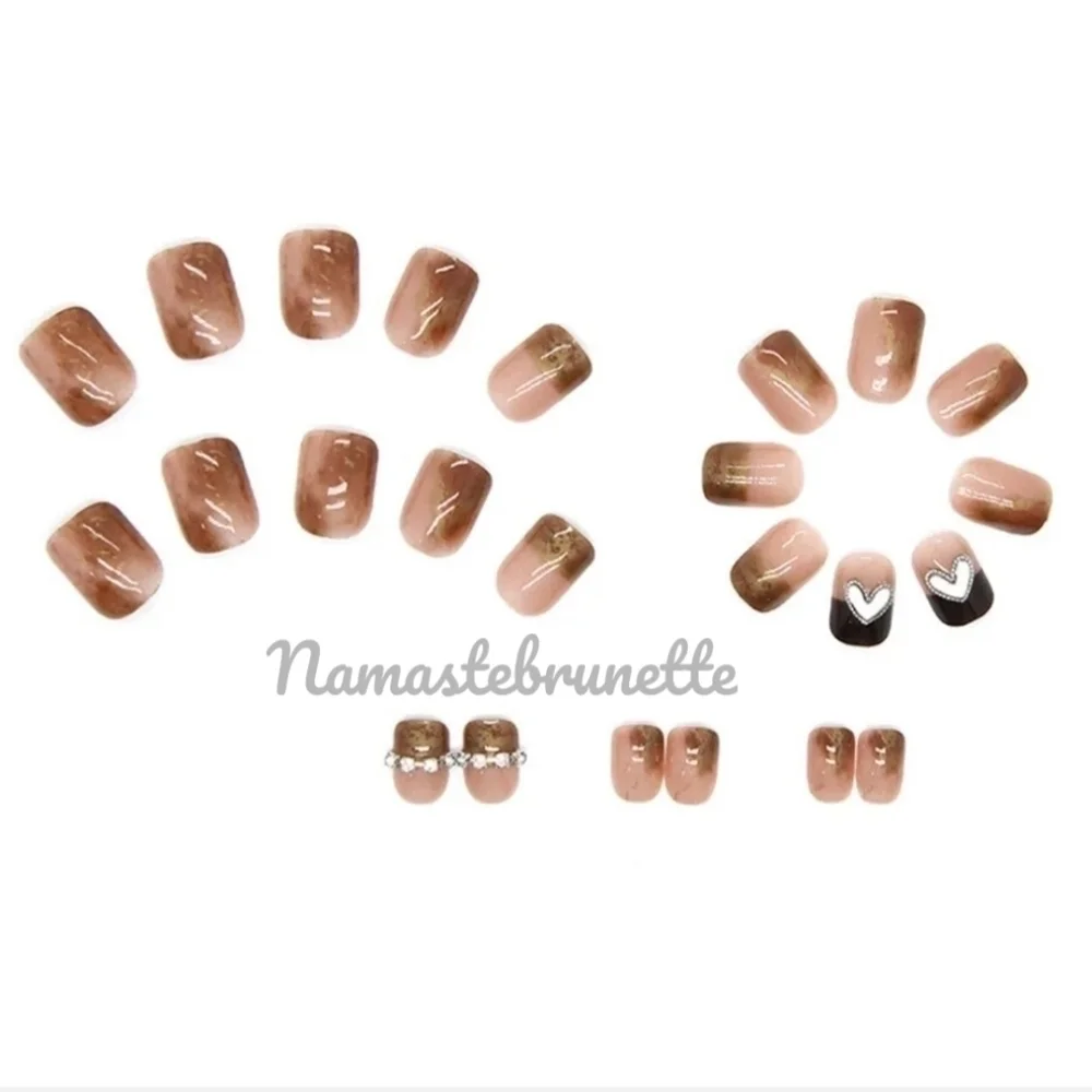 2/$16 Heart Rhinestone Press On Nails